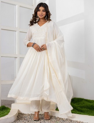 Gorgeous white anarakali kurti set