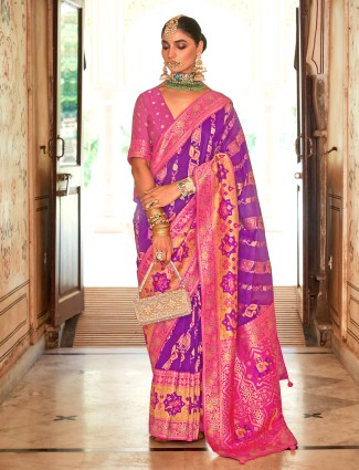 Patola silk purple saree