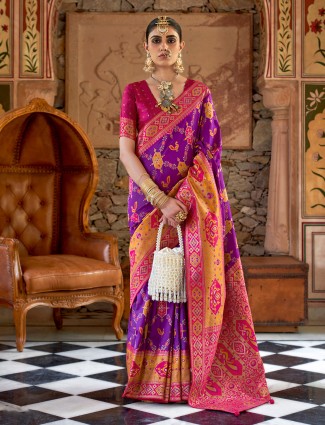 Purple patola silk wedding saree