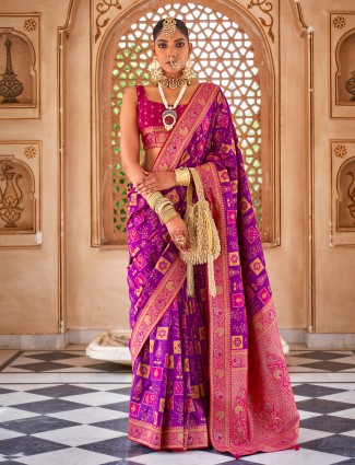 Rich purple patola silk saree