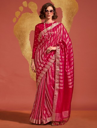 Red zari weaving saree in silk