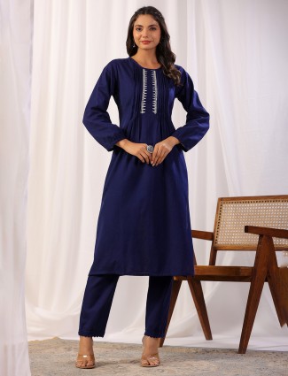 Cotton dark blue kurti set