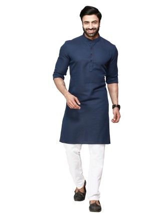 Navy cotton festival kurta suit 