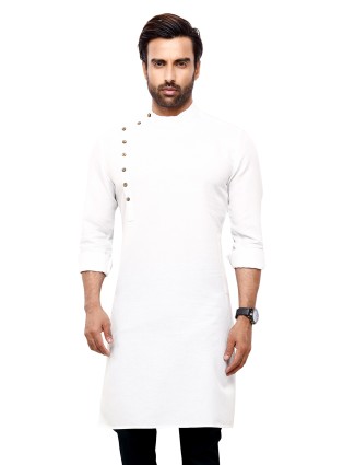 White plain kurta in cotton