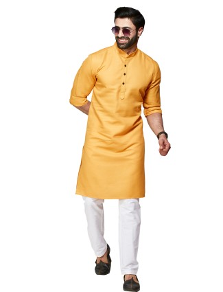 Stunning cotton mustard yellow kurta suit 