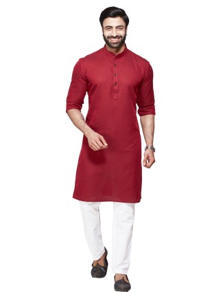 Plain maroon festival kurta suit