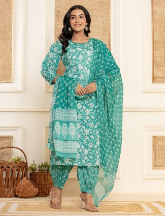 Gorgeous mint blue cotton kurti set