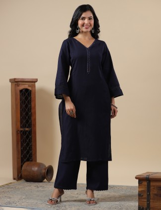 Stunning navy cotton kurti set