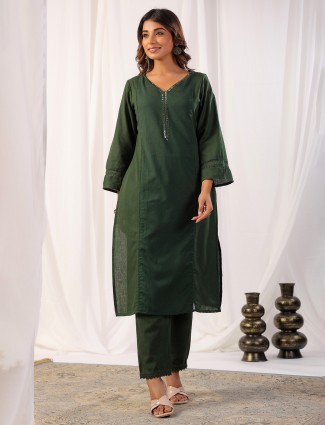 Gorgeous dark green kurti set