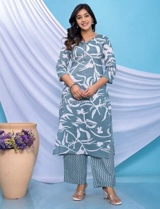 Stunning grey kurti set in cotton