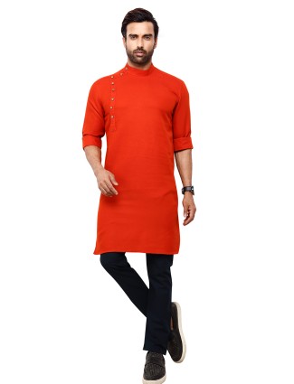 Plain orange kurta suit for festival