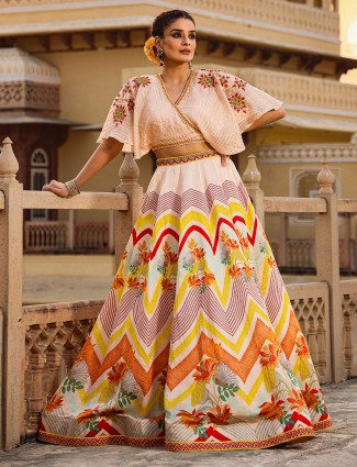 Peach rich raw silk lehenga suit