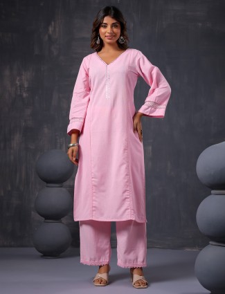 Amazing pink cotton kurti set