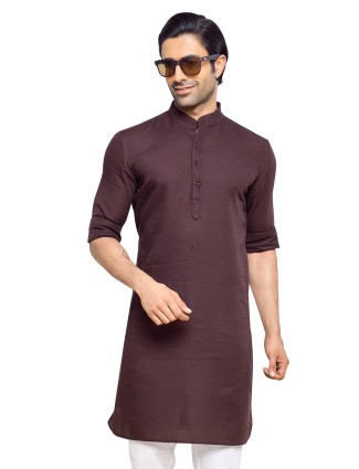 Cotton plain brown kurta for festival