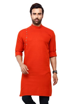 Orange plain kurta for festival