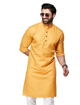 Fabulous mustard yellow cotton kurta