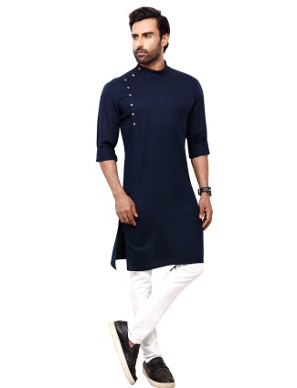 Plain navy cotton kurta suit