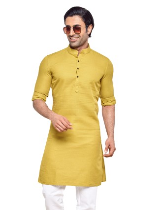 Plain yellow cotton kurta