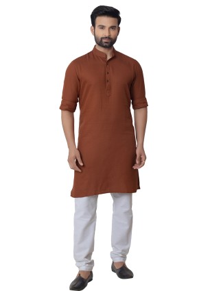 Fabulous brown cotton kurta suit 