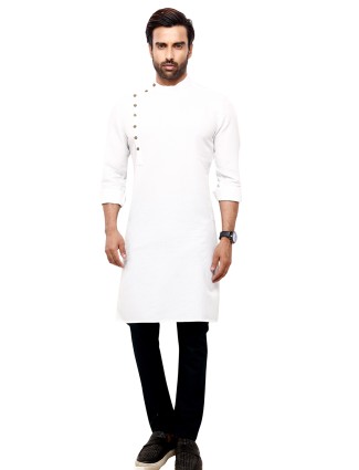 Cotton white plain kurta suit