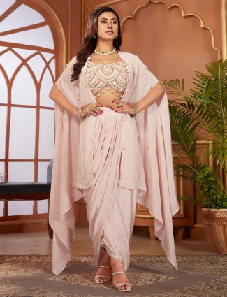 Peach georgette designer suit