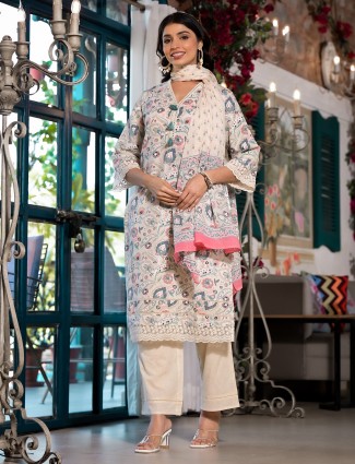 Stunning cream kurti set in cotton