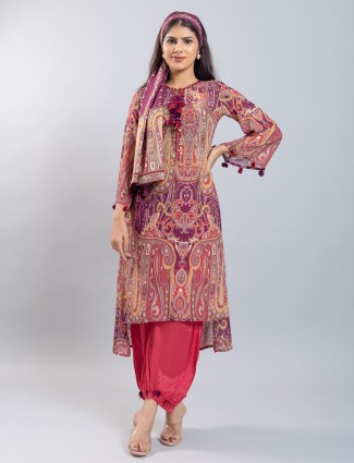 Awesome purple printed kurti set