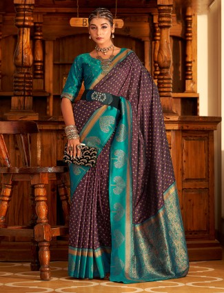 Latest wine banarasi silk saree