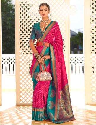 Trendy elegant rani banarasi silk saree