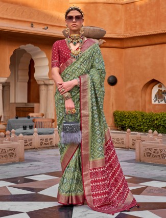 Green cotton silk saree 