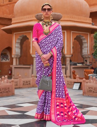 Stunning purple cotton silk saree 