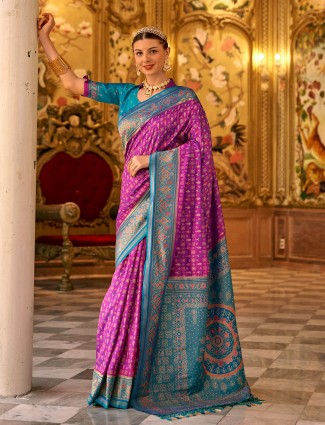 Newest purple banarasi silk saree