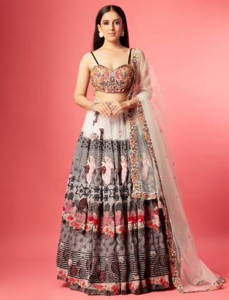 Dazzling white organza lehenga choli