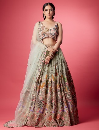 Light green organza lehenga choli