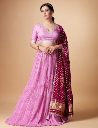 Light purple silk lehenga choli with dupatta