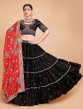 Black embroidery cotton silk chaniya choli