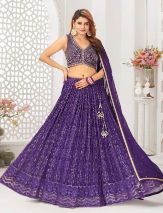 Stylish purple georgette lehenga choli