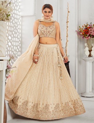 Cream chiffon lehenga choli