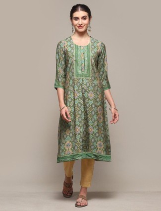 BIBA viscose green printed kurti