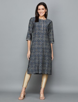 BIBA printed viscose navy kurti