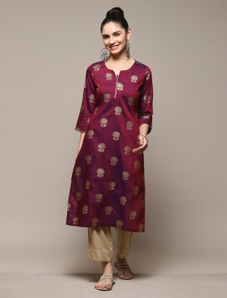 BIBA wine straight kurti