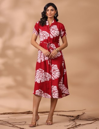 Classy maroon cotton printed kurti