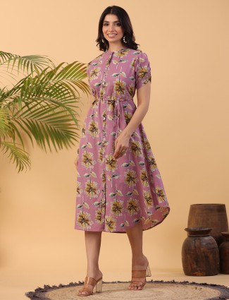 Beautiful floral printed mauve purple kurti