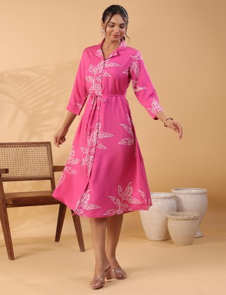 Newest pink cotton printed kurti