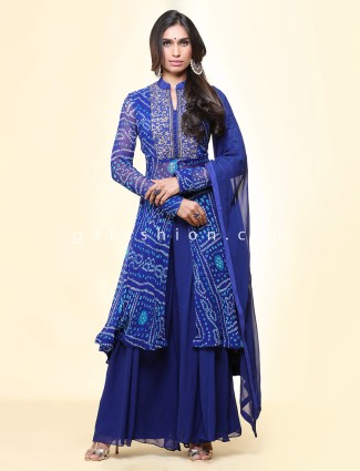 Gorgeous royal blue georgette palazzo suit