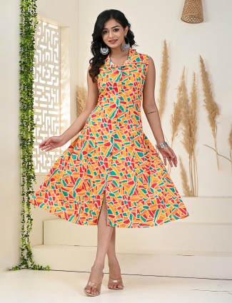 Latest printed multi color cotton kurti