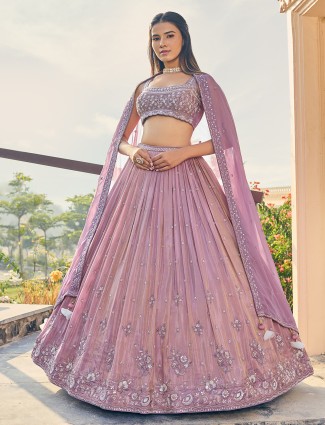 Latest mauve pink silk lehenga choli