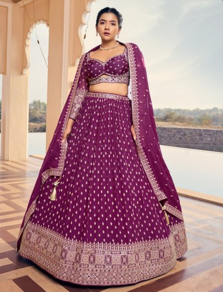 Stylish wine georgette lehenga choli