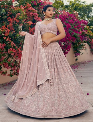 Classic pink georgette lehenga choli with dupatta