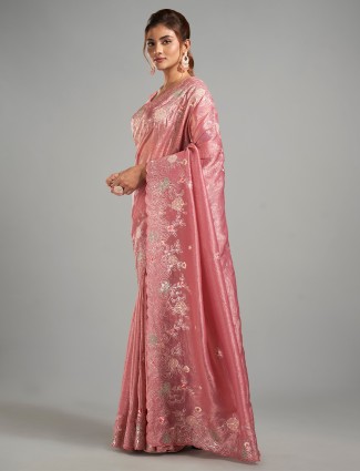 Olive silk saree for party wear